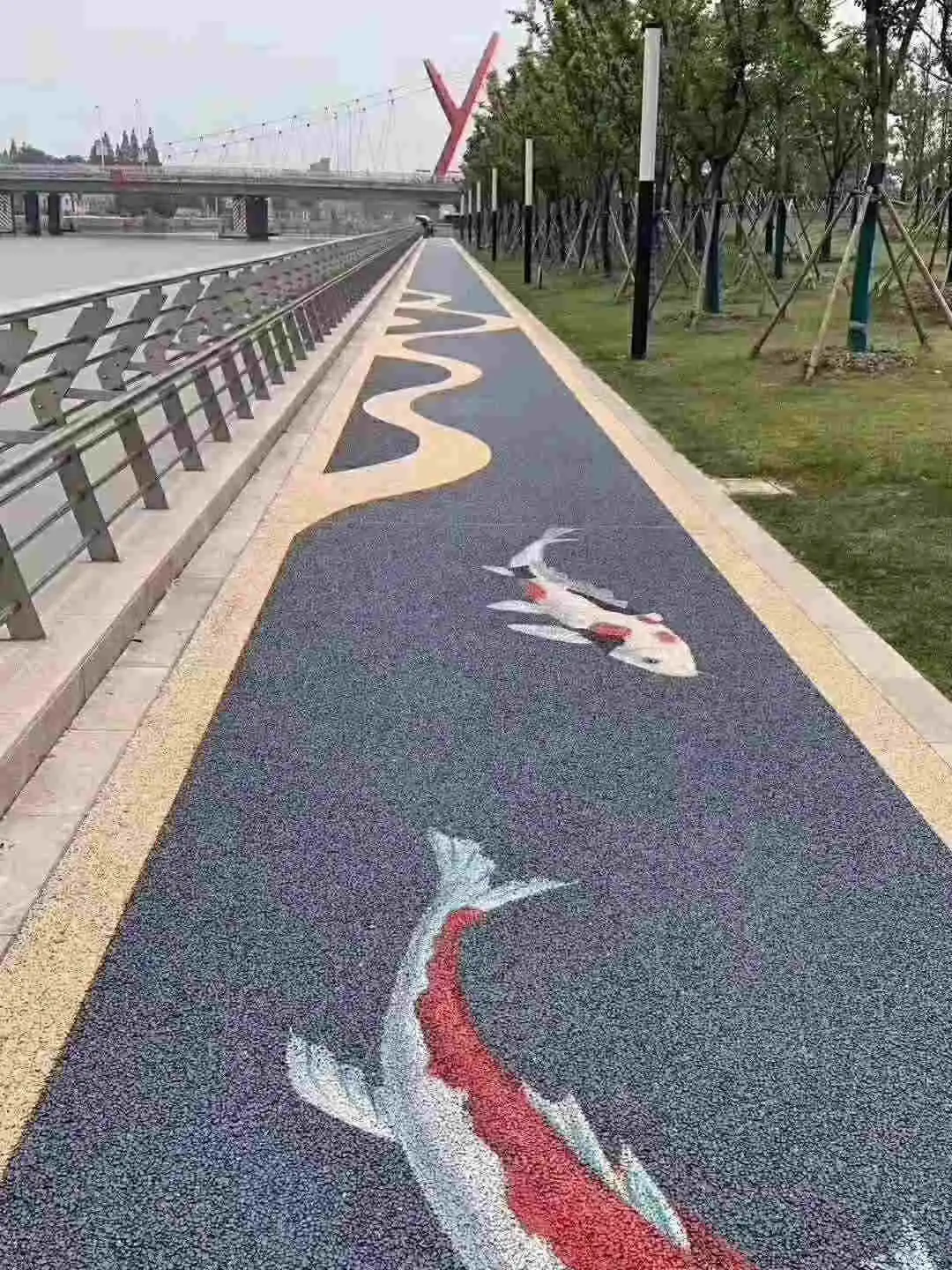 彩色透水混凝土,构筑出了这样美丽的地面,排水性好